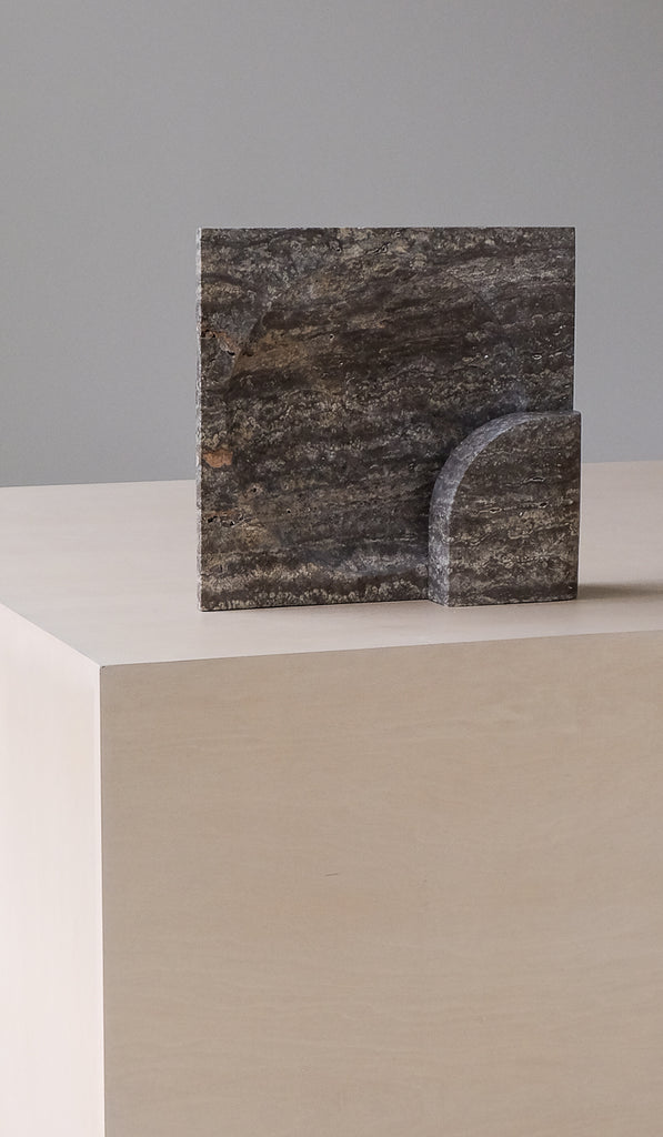 Studio Henry Wilson Black Travertine Block Sconce Table Lamp - Spartan Shop