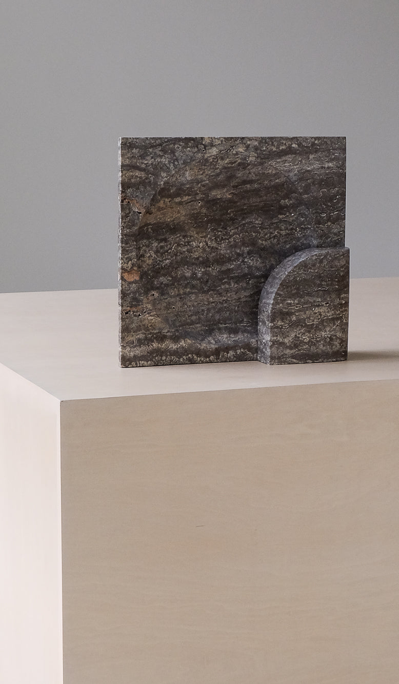 Studio Henry Wilson Black Travertine Block Sconce Table Lamp - Spartan Shop