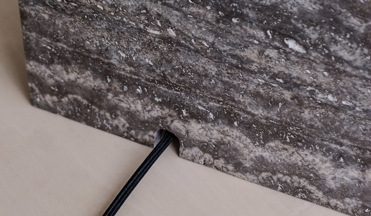 Studio Henry Wilson Black Travertine Block Sconce Table Lamp - Spartan Shop