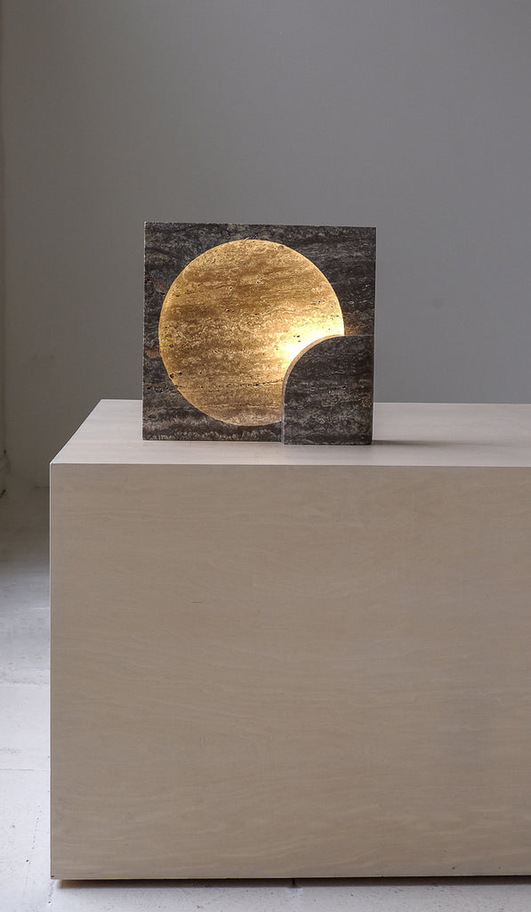 Studio Henry Wilson Black Travertine Block Sconce Table Lamp - Spartan Shop