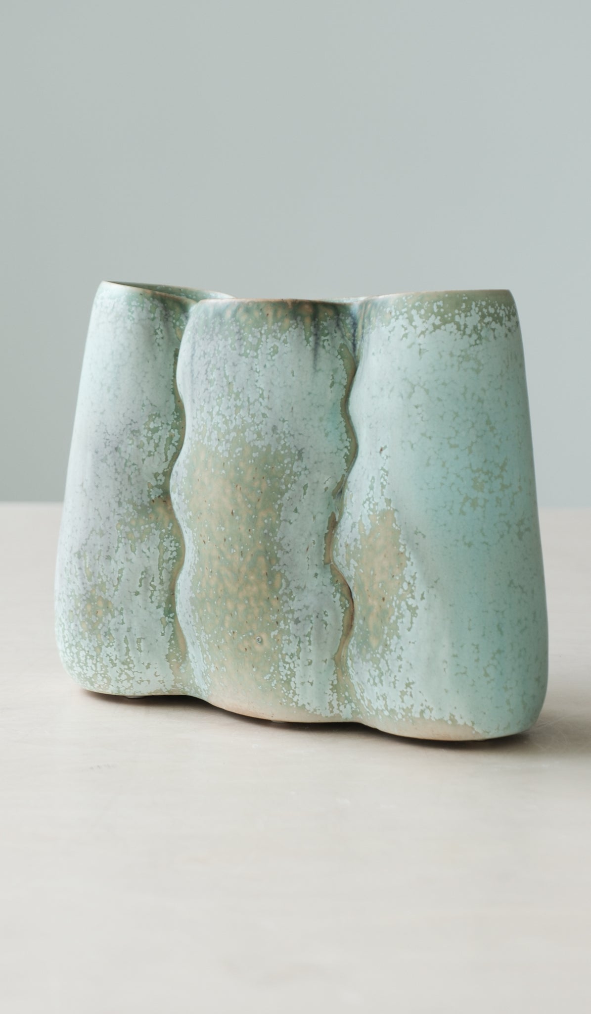 Clair Catillaz Long Copper Crystal Pinch Vessel