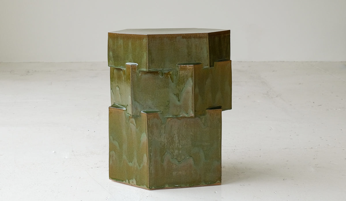 B Zippy Aniline Green XL Tall Triple Tier Hex Side Table - Spartan Shop