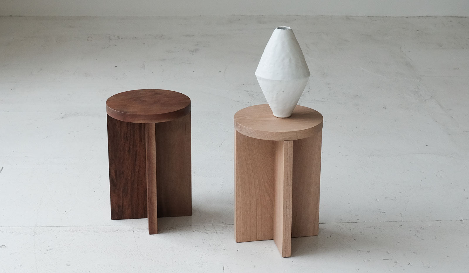 Material Round Narrow Foundation Stool / Side Table - Spartan Shop