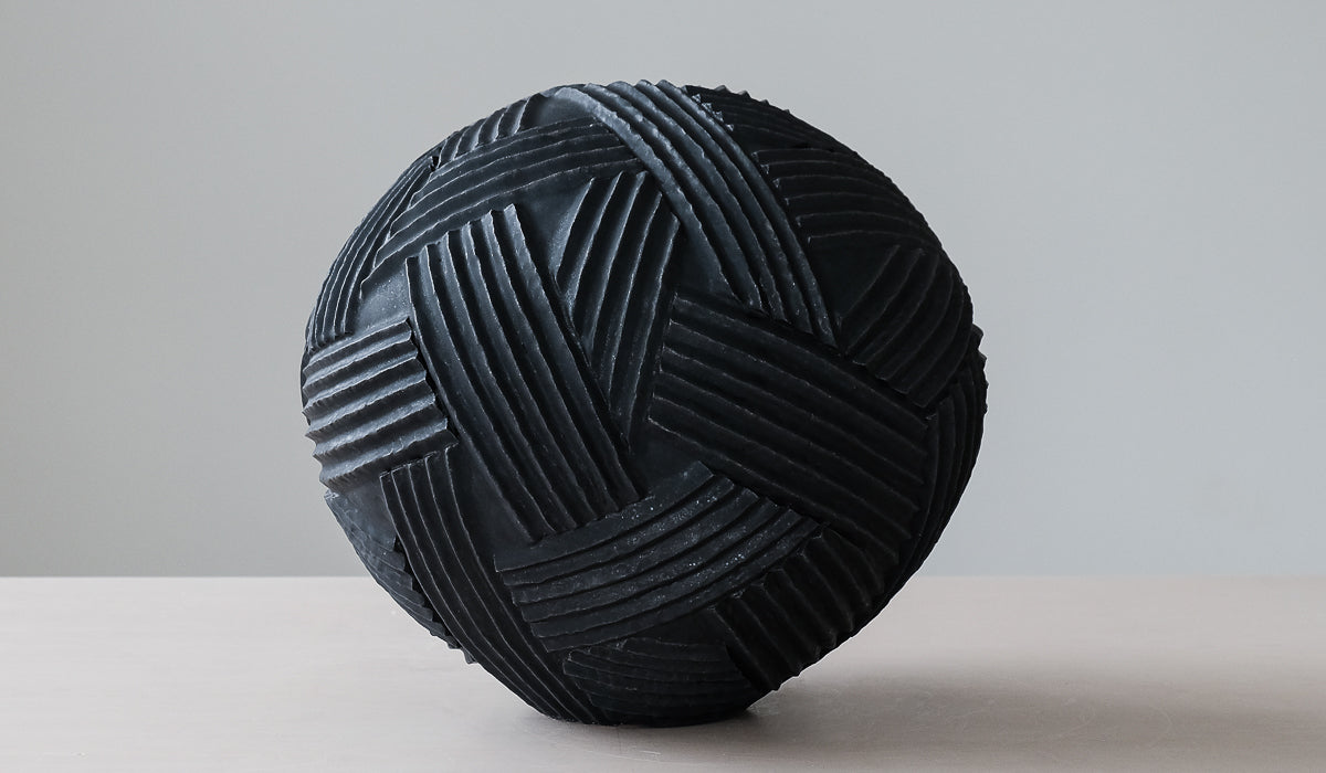 Giselle Hicks Coal Black Sphere Rope Vessel