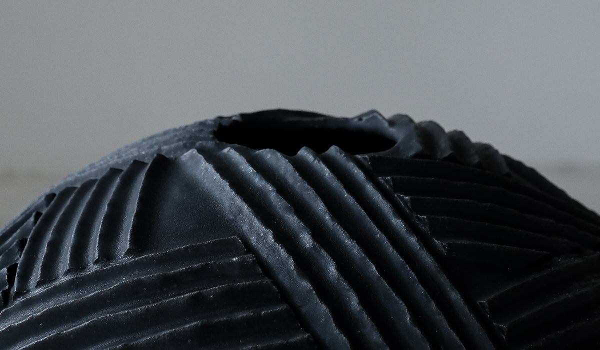 Giselle Hicks Coal Black Sphere Rope Vessel