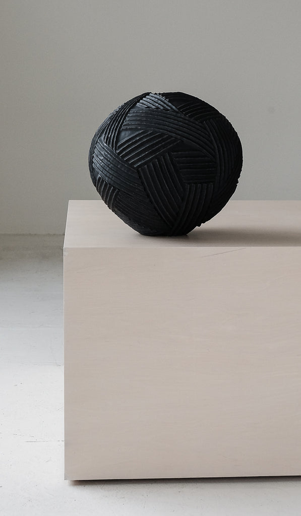 Giselle Hicks Coal Black Sphere Rope Vessel