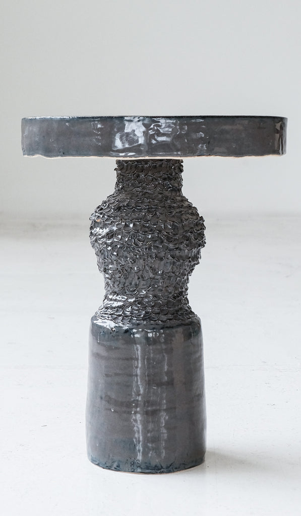 Mother of God Midnight Grey Pedestal Side Table No. 3