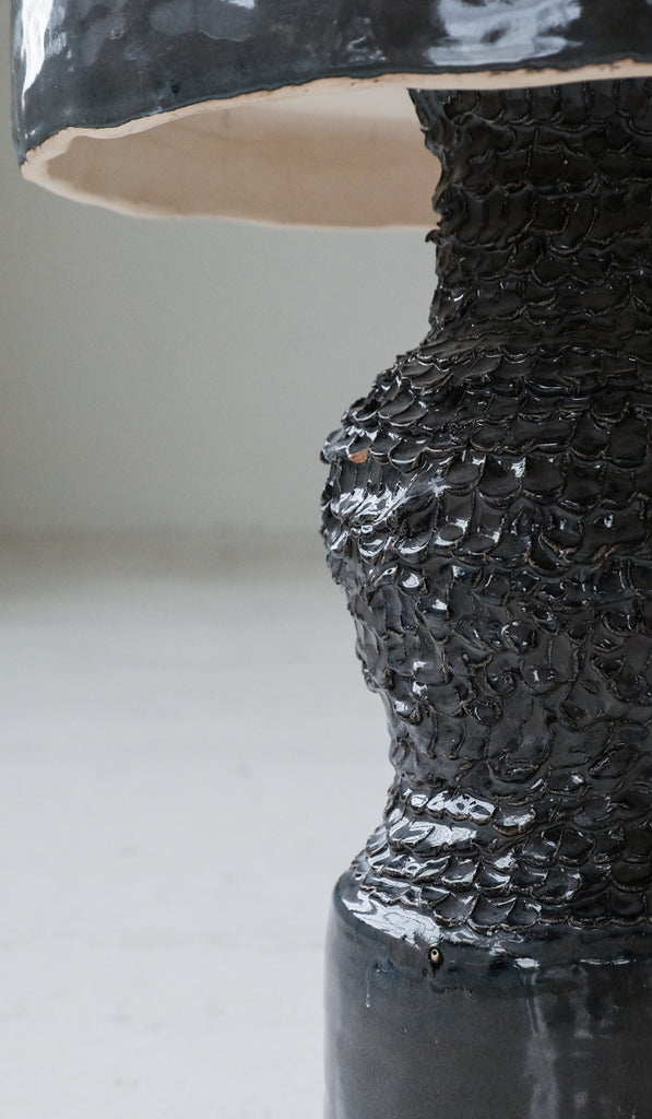 Mother of God Midnight Grey Pedestal Side Table No. 3