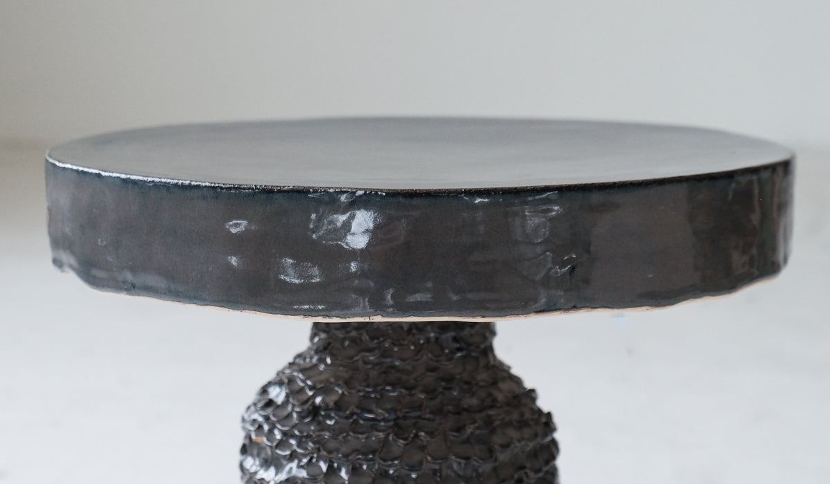 Mother of God Midnight Grey Pedestal Side Table No. 3