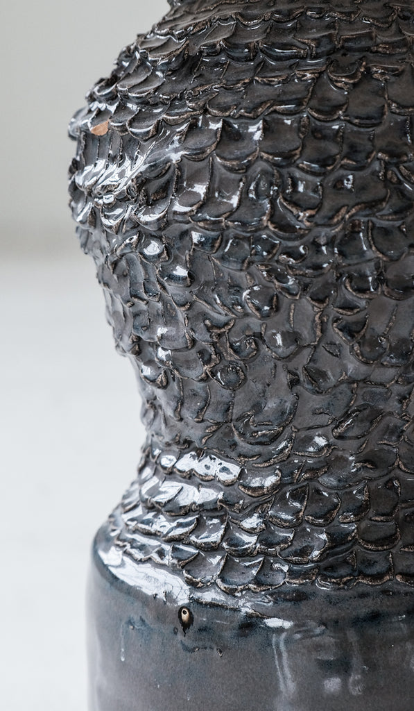 Mother of God Midnight Grey Pedestal Side Table No. 3