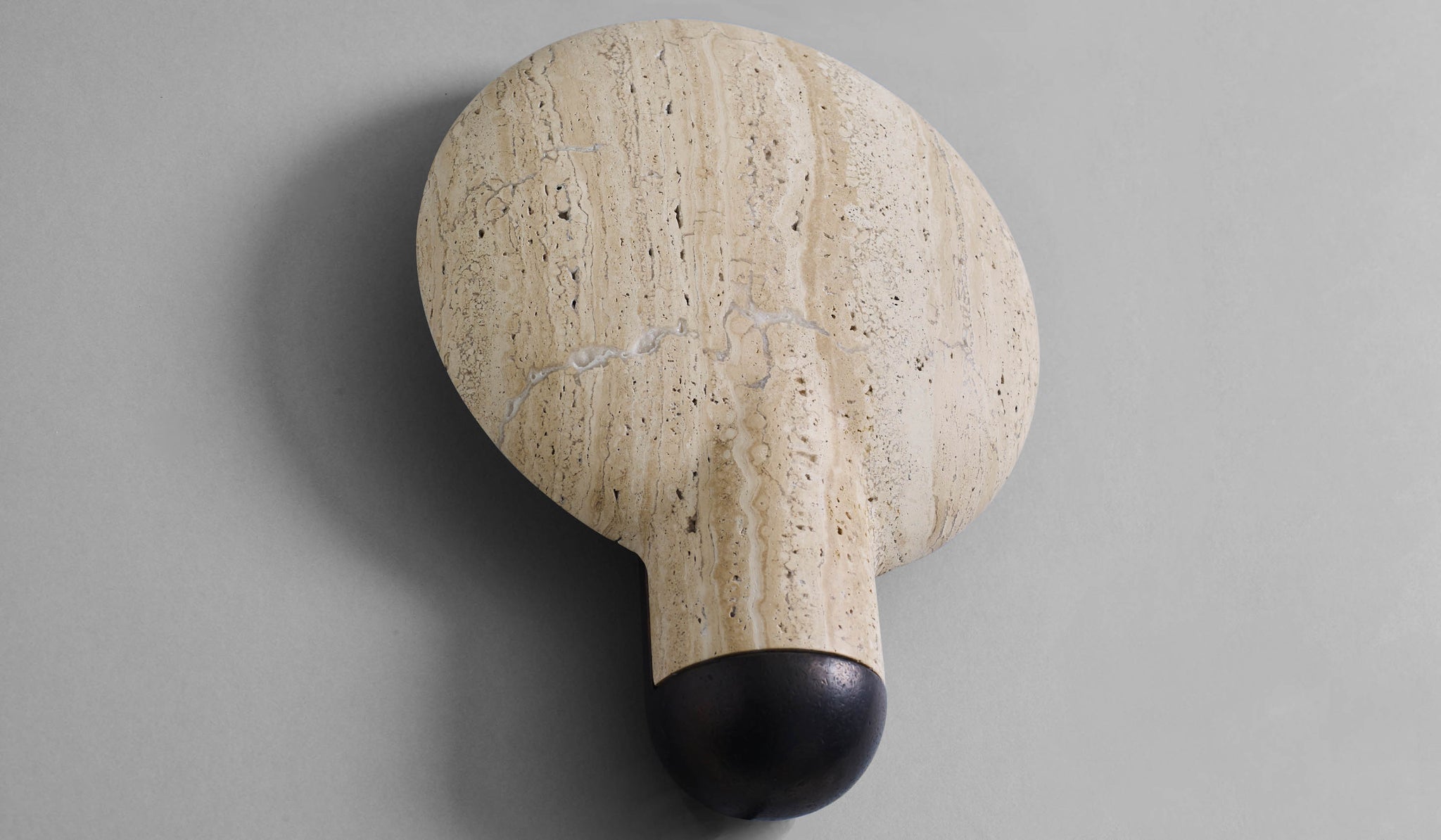 Studio Henry Wilson Classico Travertine with Blackened Cast Bronze Surface Wall Sconce - Spartan Shop